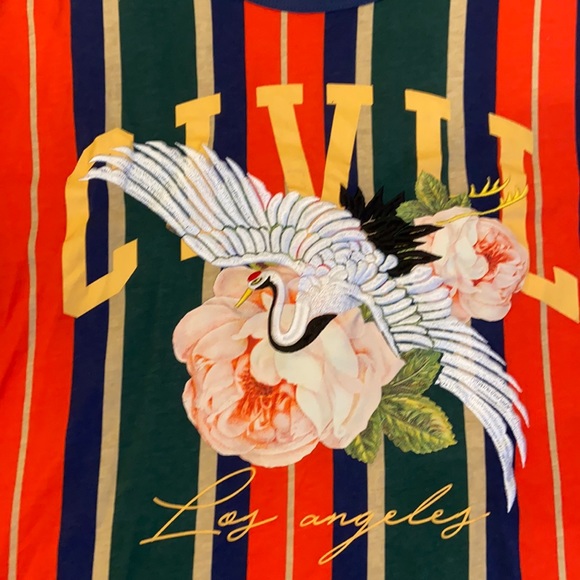 Civil Regime Other - Civil Regime Tshirt, XL, striped orange, green and beige.